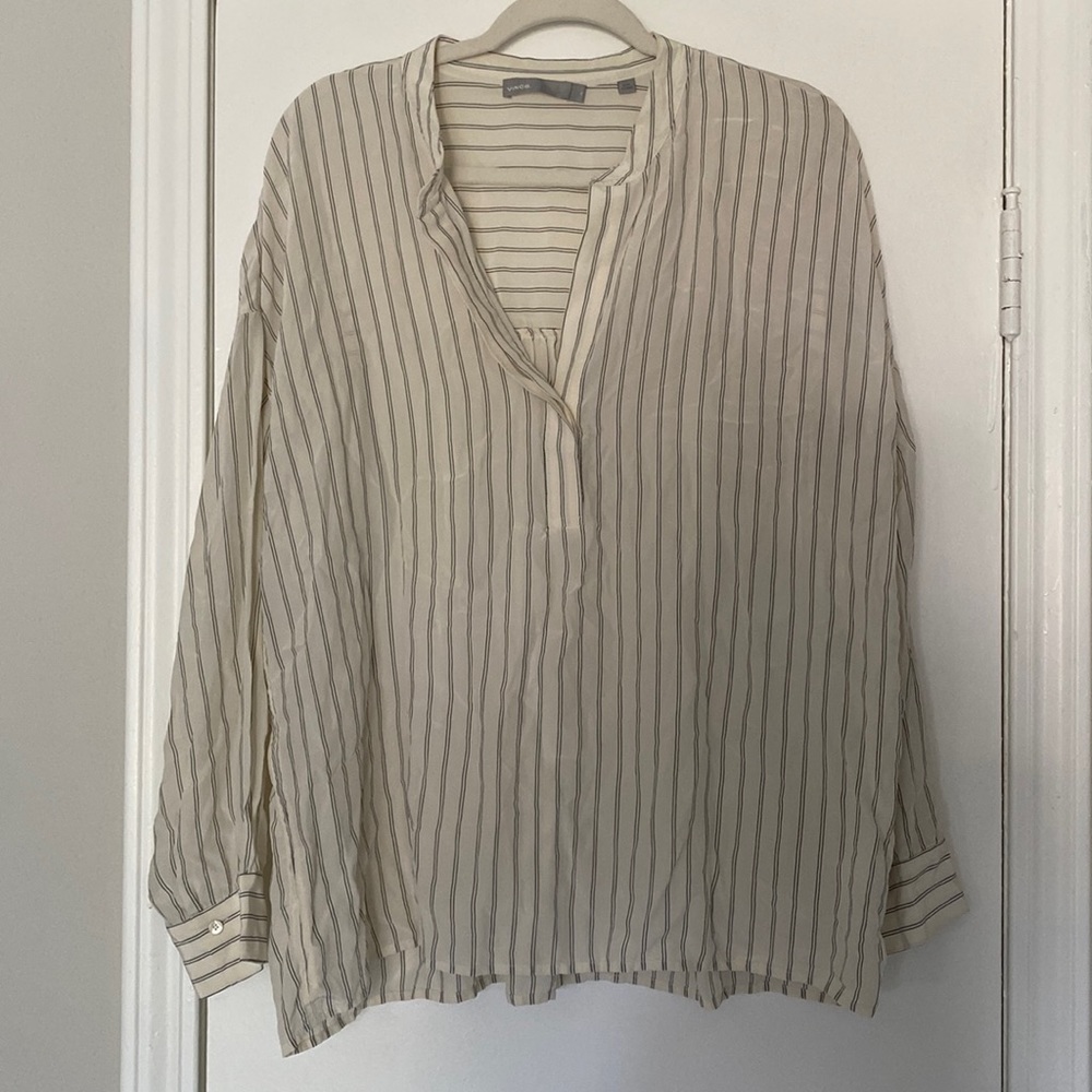 Vince Striped Silk Blouse